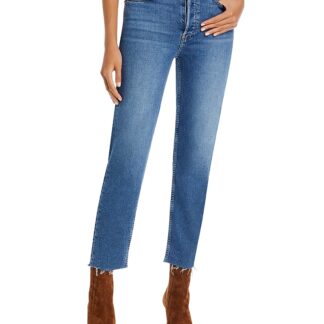 Re/Done Stove Pipe High Rise Straight Jeans in Mid 70s