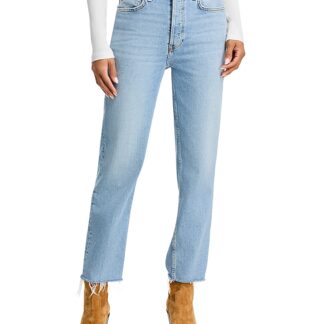 Re/Done Stove Pipe High Rise Straight Jeans in Mid 90's