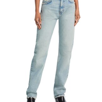 Re/Done The Blondie High Rise Straight Jeans in Ripped Tides