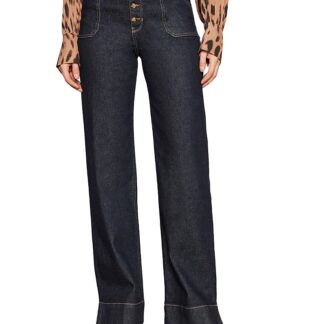 Sanctuary Ekara High Rise Slim Wide Leg Jeans in Indigo Dark Rinse Wash