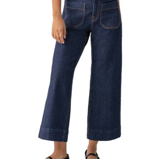Sanctuary The Marine High Rise Cropped Wide Leg Jeans in Magnetic