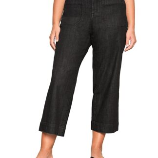 Sanctuary The Marine Mid Rise Cropped Wide Leg Jeans in After Hours