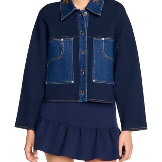 Sandro Denim Detail Cardigan