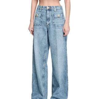 Sandro Faded Straight Jeans in Blue Jean