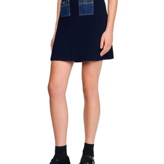 Sandro Mini Knit and Denim Skirt