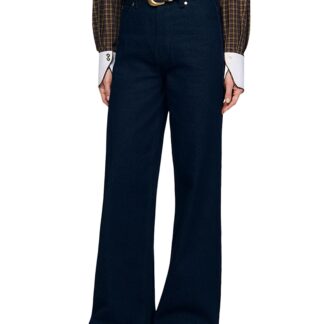 Sandro Raph Mid Rise Wide Leg Jeans in Blue Jean