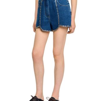 Sandro Rhinestone Denim Shorts