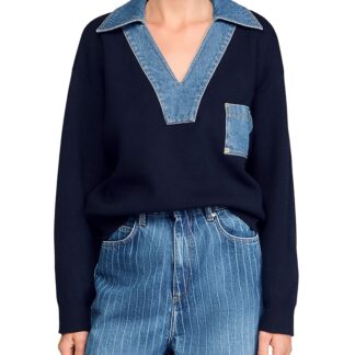 Sandro Sweater with Denim Details