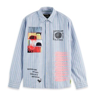 Scotch & Soda Regular Fit Graphic Patchwork Shirt