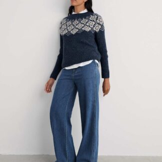Seasalt Cornwall High Waisted Wide Leg Jeans Blue