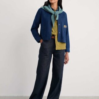 Seasalt Cornwall High Waisted Wide Leg Jeans Navy