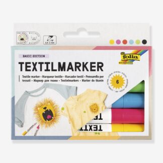 Set of 6 BASIC FOLIA Textile Markers multicoloured