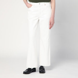 Short white flare trousers