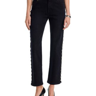 Simkhai Amelia High Rise Studded Split Side Seam Jeans in Topanga