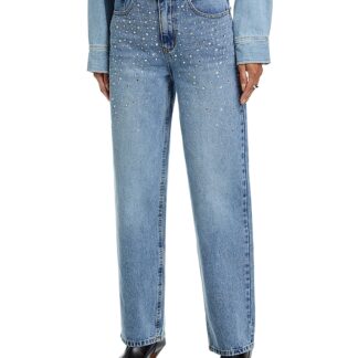 Steve Madden Taylor Embellished Straight Jeans in Forever Blue