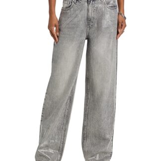 Steve Madden Zo High Rise Straight Jeans in Silver