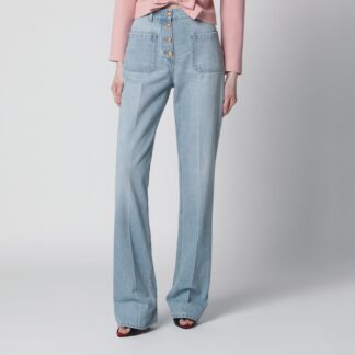 Straight-leg cotton denim jeans in light blue