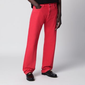 Straight-leg cotton denim jeans in red