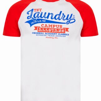 T-Shirts Milwaukee Baseball Style Raglan Sleeve Cotton Jersey Crew Neck T-Shirt in High Risk Red / S - Tokyo Laundry