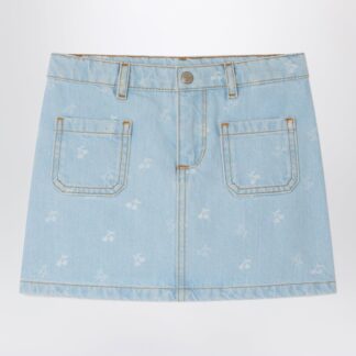 Tison denim skirt with jacquard cherries