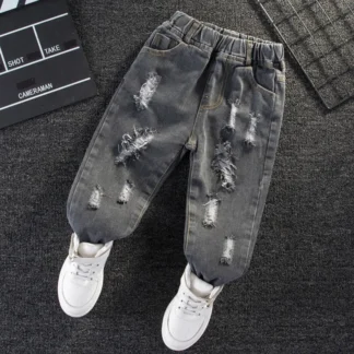 Toddler Girl/Boy Elasticized Ripped Denim Jeans