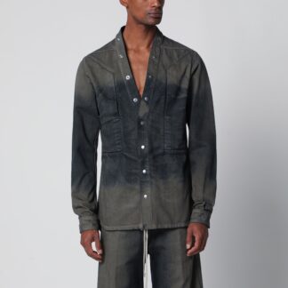 V-neck Shirt in Grey Degradé Denim