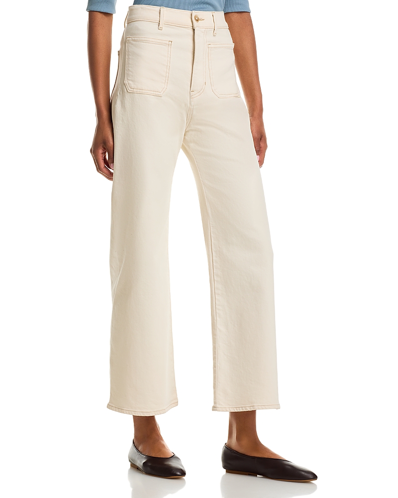 Veronica Beard Grant High Rise Wide Leg Jeans in Ecru