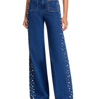 Veronica Beard Kasey Mid Rise Wide Leg Jeans in Stoned Bright Blue