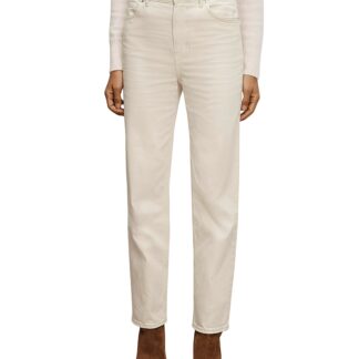 Veronica Beard Leah Mid Rise Straight Jeans in Ecru