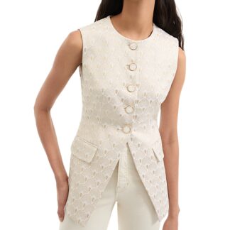 Veronica Beard Lois Metallic Embroidered Vest