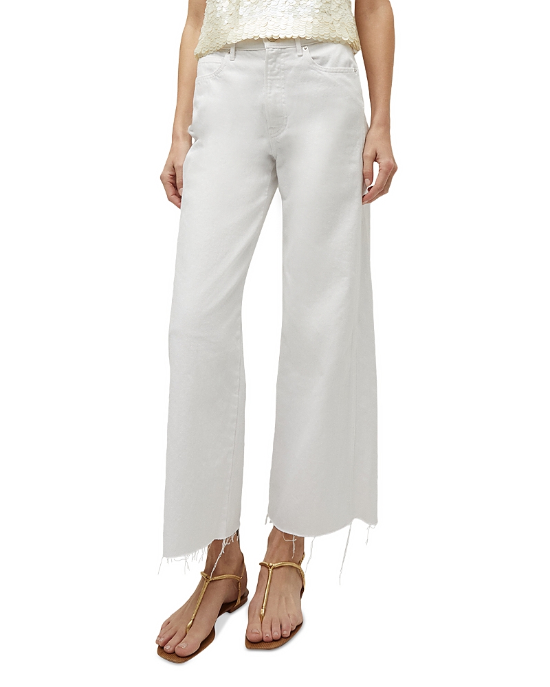 Veronica Beard Taylor High Rise Cropped Wide Leg Jeans in White