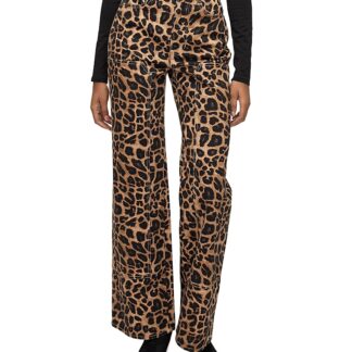 Veronica Beard Taylor High Rise Wide Leg Jeans in Washed Leopard