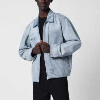 Washed Blue Zip-Up Denim Jacket