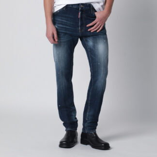 Washed blue Teddy jeans with paint splatters