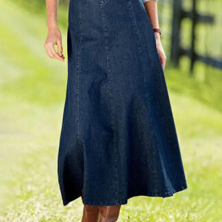 Western Denim Maxi Skirt For Women - Boho A-Line High Waisted Long Skirt - All Season Casual Wear 2026