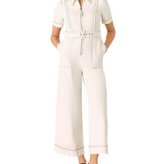Whistles Denim Pintucked Belted Jumpsuit
