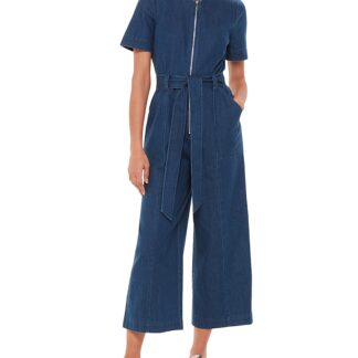 Whistles Denim Short Sleeve Jumpsuit