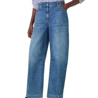 Whistles Elasticated Waist Barrel Jeans in Denim