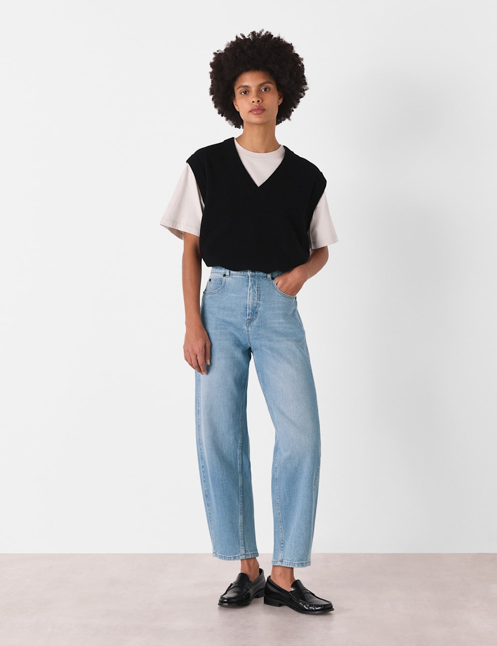 Whistles High Waisted Barrel Ankle Grazer Jeans Light Blue
