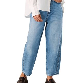 Whistles Petites Authentic High Rise Barrel Jeans in Light Wash