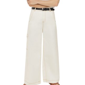 Whistles Wide Leg Cargo Jeans in White