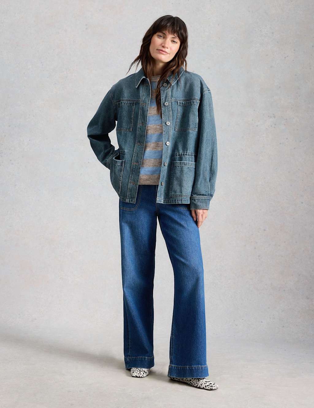 White Stuff Denim Relaxed Jacket Blue Denim