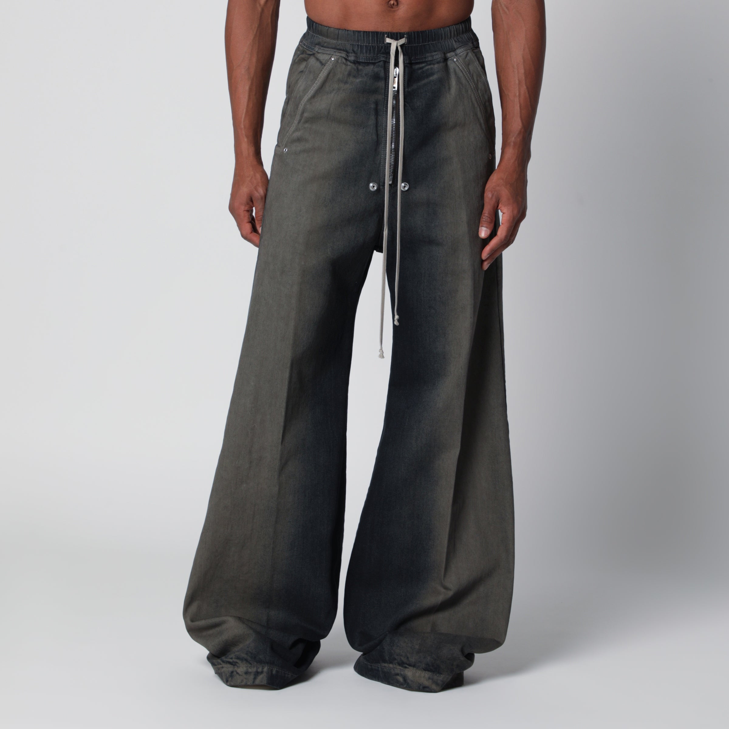 Wide-Leg Pants in Grey Degradé Denim