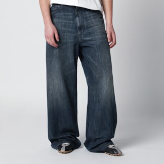 Wide blue washed denim jeans