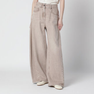 Wide-leg desert-colored jeans