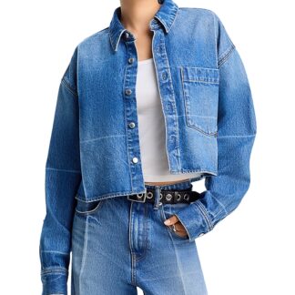 alexanderwang. t Cropped Denim Button Down Jacket