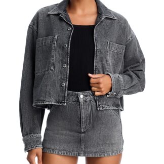 alexanderwang. t Cropped Long Sleeved Denim Boxy Shirt