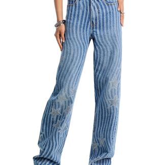 alexanderwang. t Float Stars and Stripes High Rise Loose Fit Jeans in Vintage Me