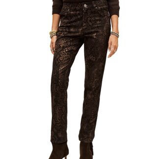 ba & sh Stinsy Snake Print Low Rise Jeans in Brown