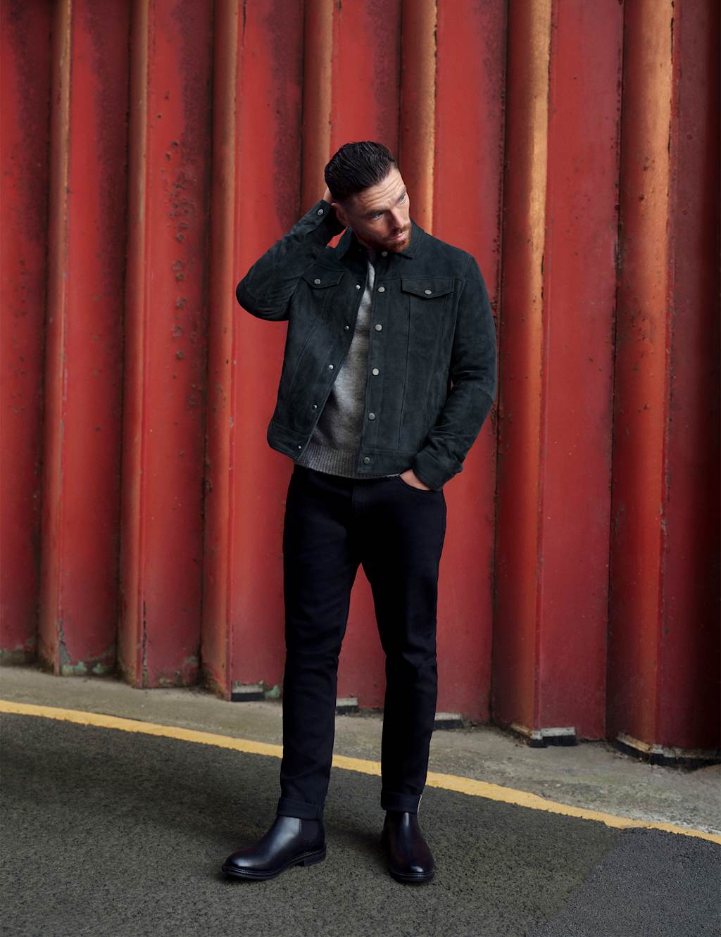 Autograph Slim Fit Japanese Selvedge Stretch Jeans Black